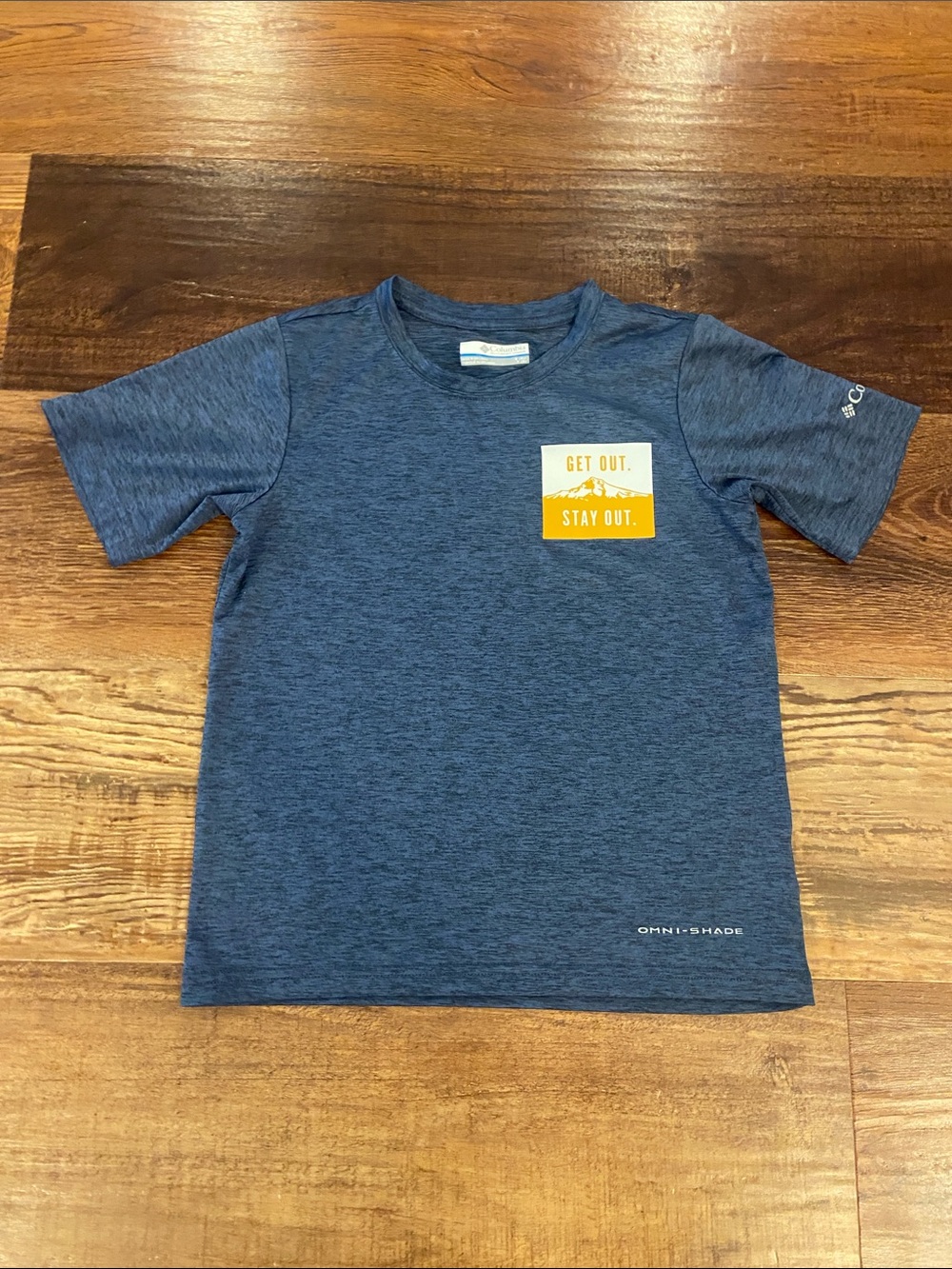 Columbia Kids' Blue Heather Short-Sleeve Tee with Yellow Chest Patch